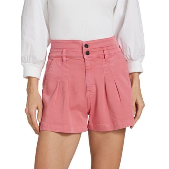 Veronica Beard Jaylen Pleated Denim Shorts Pink Sherbet Size 27 - Picture 1 of 7